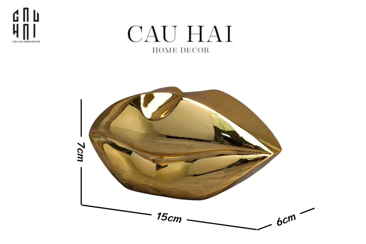 Tượng Đôi Môi Vàng - Gilded Grace Lips-TƯỢNG TRANG TRÍ-CẬU HAI HOME DECOR