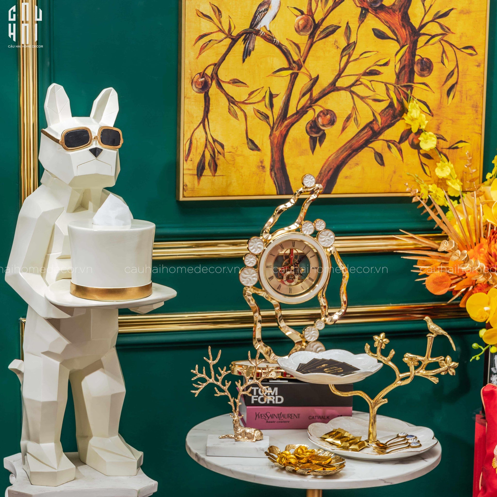 Tượng Đựng Giấy White Bull-HỘP KHĂN GIẤY-CẬU HAI HOME DECOR