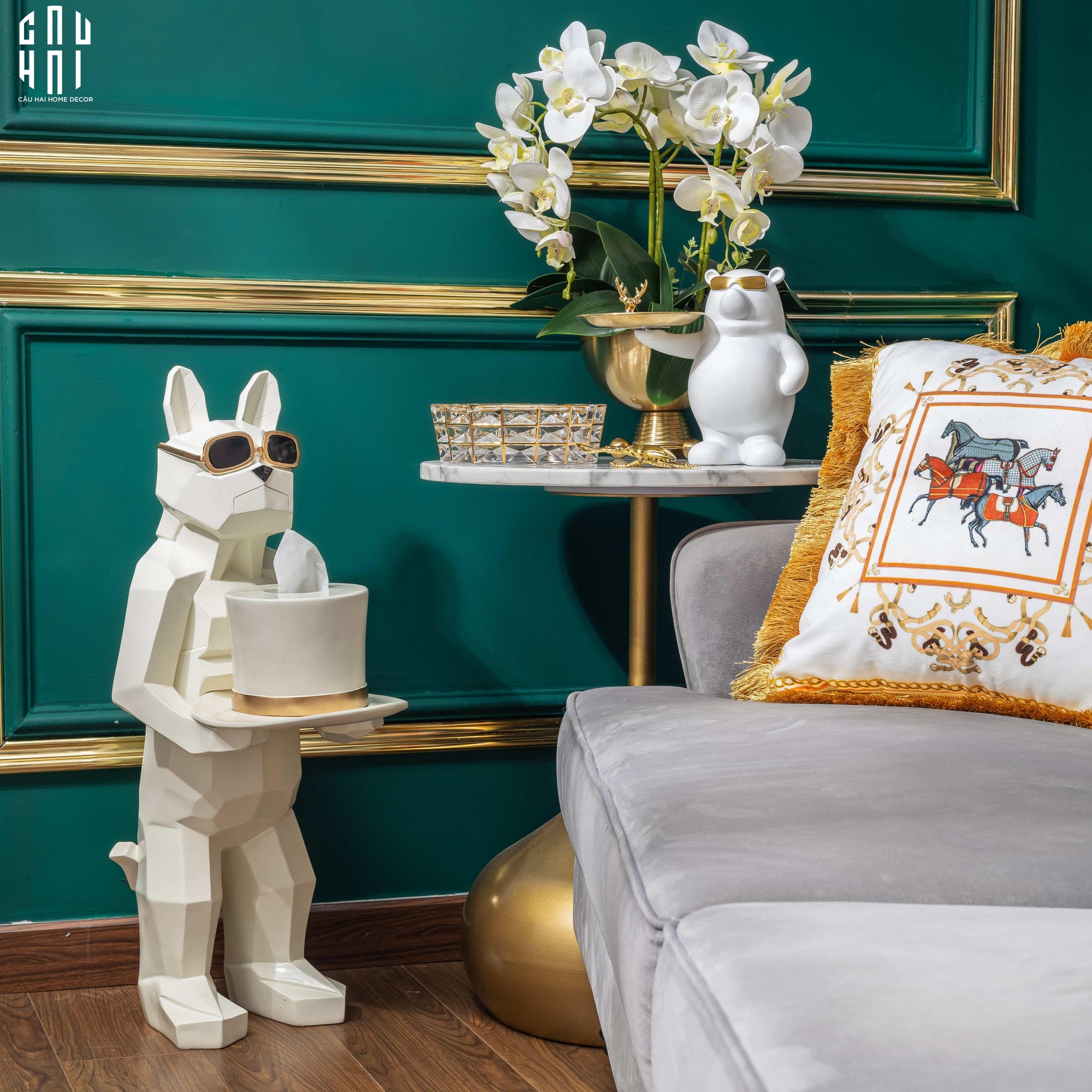 Tượng Đựng Giấy White Bull-HỘP KHĂN GIẤY-CẬU HAI HOME DECOR