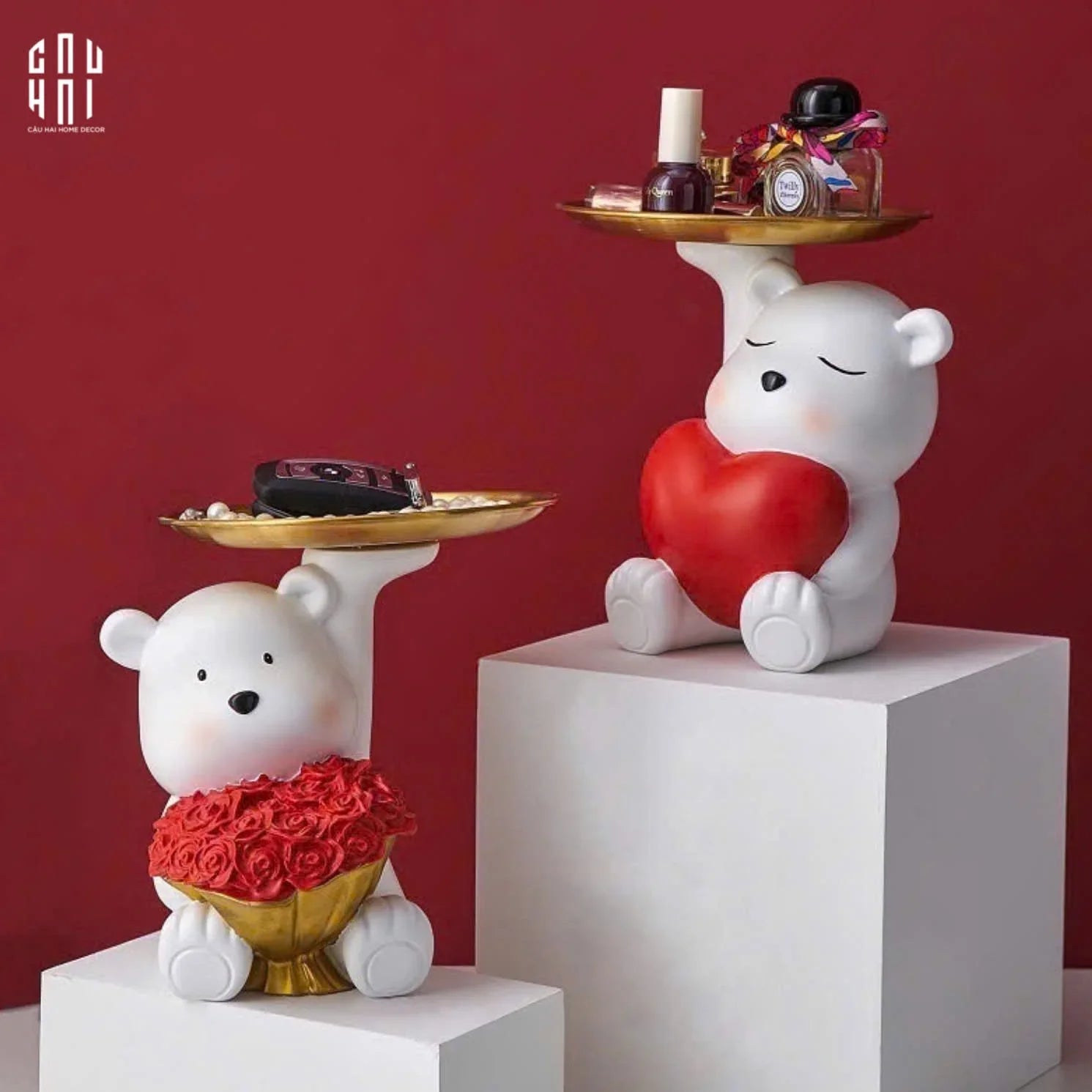 Tượng Figurine Teddy Of Love-TƯỢNG TRANG TRÍ-CẬU HAI HOME DECOR