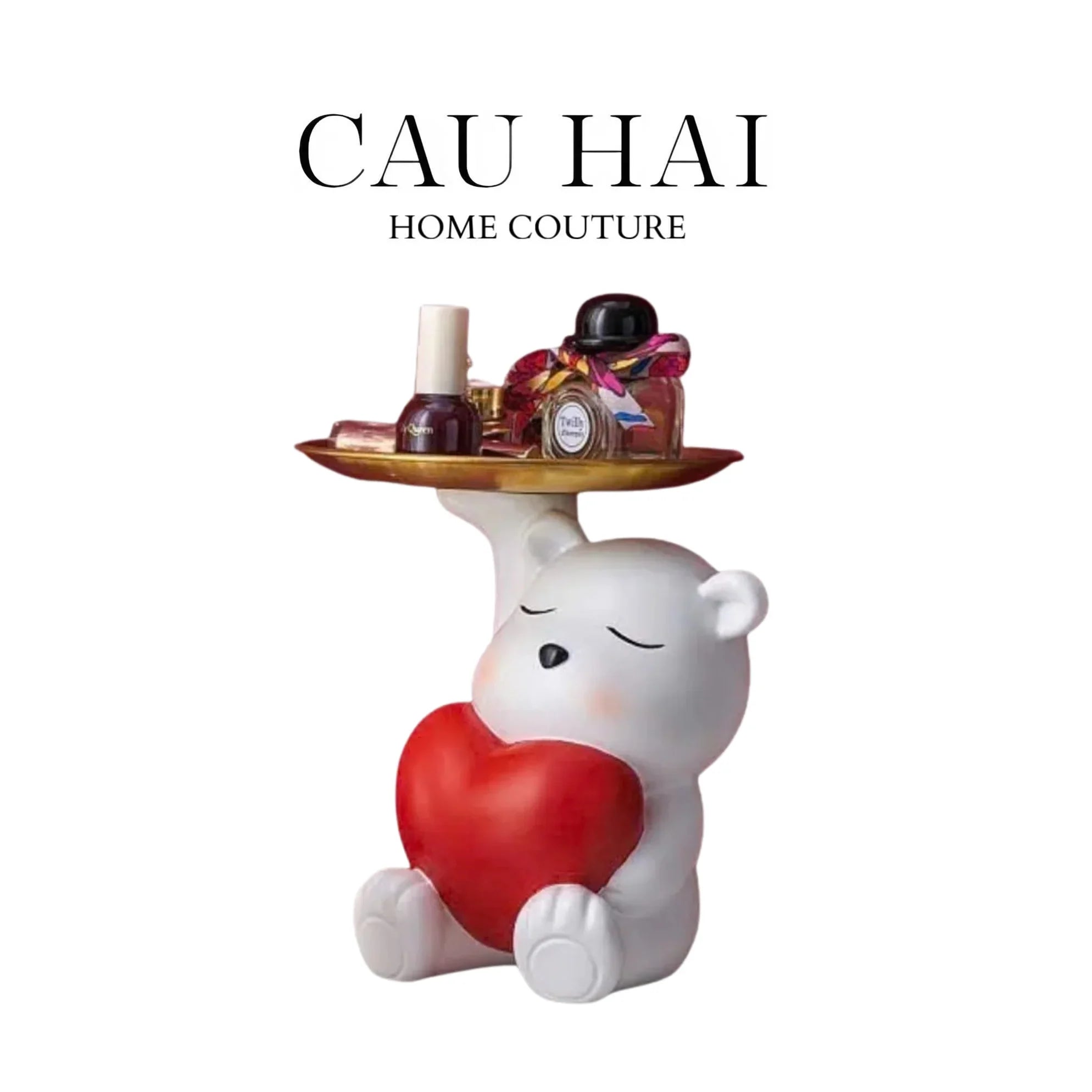 Tượng Figurine Teddy Of Sweetheart-TƯỢNG TRANG TRÍ-CẬU HAI HOME DECOR