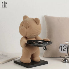 Tượng Gấu Bọc Nhung Figurine Emotional Brownie Velvet Bear 20x30x40-TƯỢNG TRANG TRÍ-CẬU HAI HOME DECOR