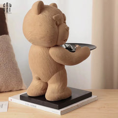 Tượng Gấu Bọc Nhung Figurine Emotional Brownie Velvet Bear 20x30x40-TƯỢNG TRANG TRÍ-CẬU HAI HOME DECOR