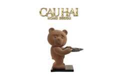 Tượng Gấu Bọc Nhung Figurine Emotional Brownie Velvet Bear 20x30x40-TƯỢNG TRANG TRÍ-CẬU HAI HOME DECOR