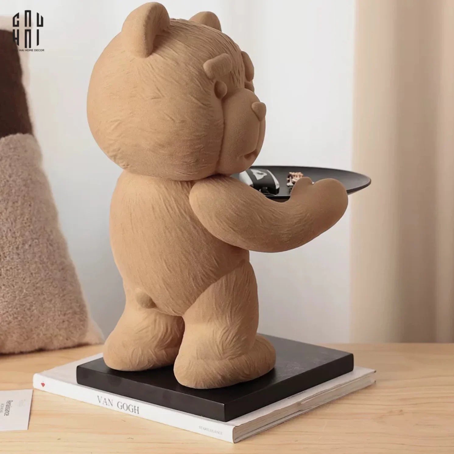 Tượng Gấu Bọc Nhung Figurine Emotional Brownie Velvet Bear 20x30x40-CẬU HAI HOME DECOR