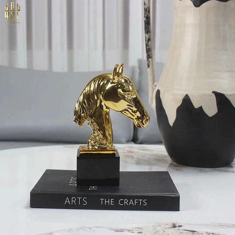 Tượng Gilded Cheval - Black Marble Fw25-TƯỢNG TRANG TRÍ-CẬU HAI HOME DECOR
