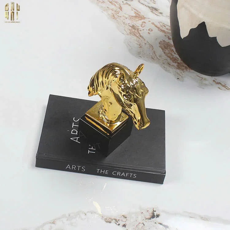 Tượng Gilded Cheval - Black Marble Fw25-TƯỢNG TRANG TRÍ-CẬU HAI HOME DECOR