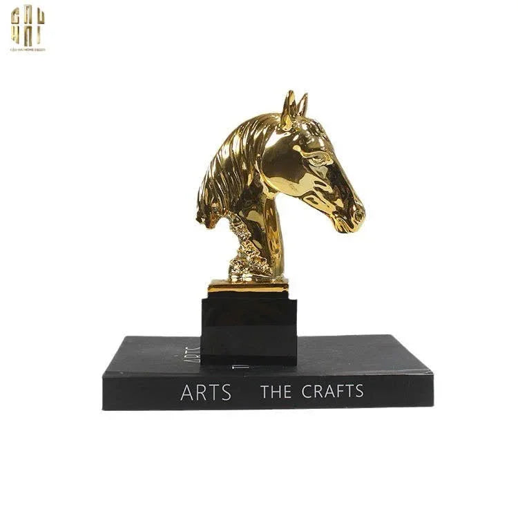 Tượng Gilded Cheval - Black Marble Fw25-TƯỢNG TRANG TRÍ-CẬU HAI HOME DECOR