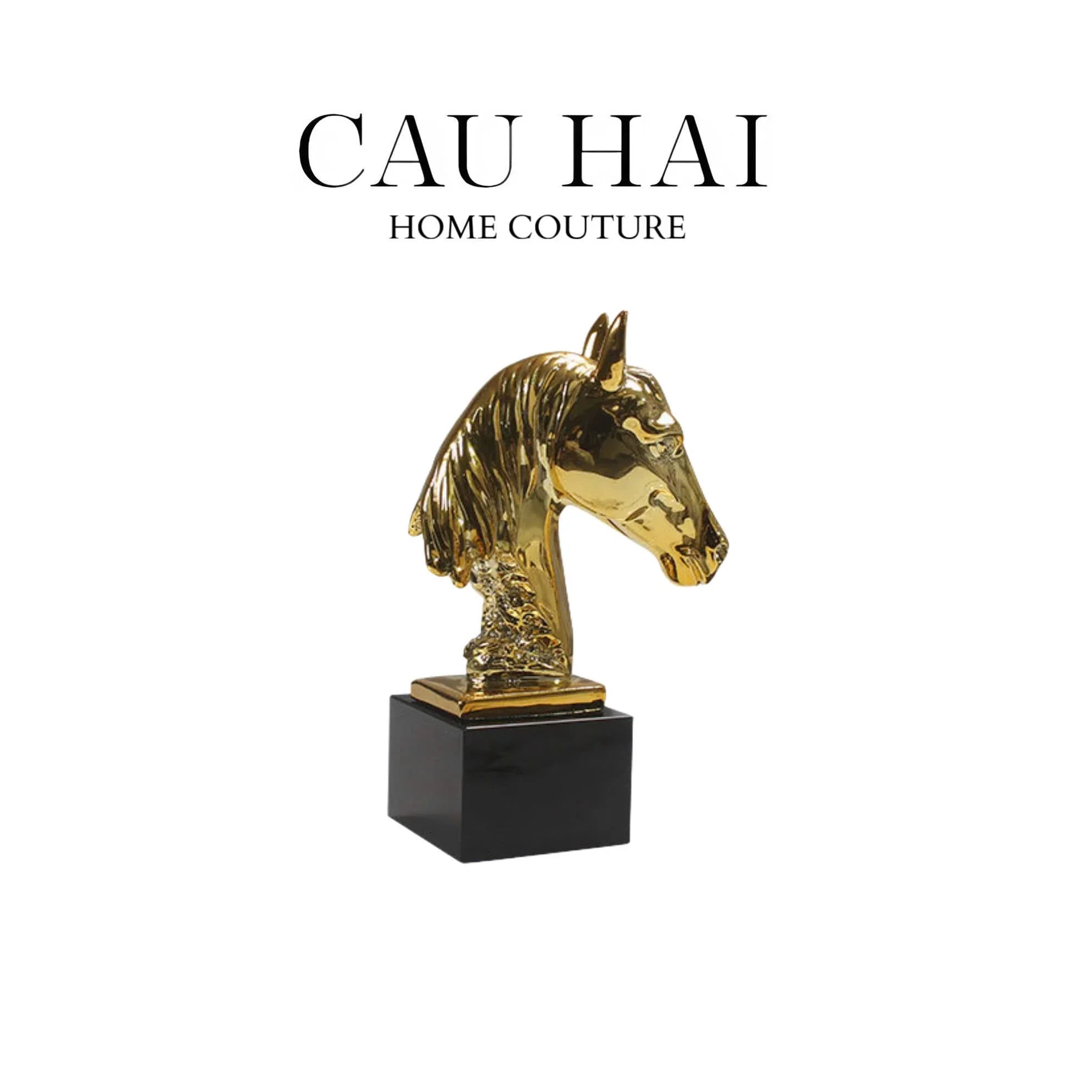 Tượng Gilded Cheval - Black Marble Fw25-TƯỢNG TRANG TRÍ-CẬU HAI HOME DECOR