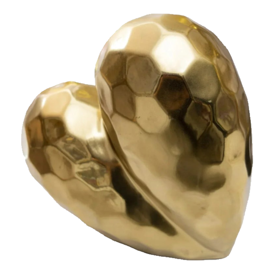 Tượng Gốm Sứ Tráng Men Trái Tim Mạ Vàng Ceramic Sweetheart