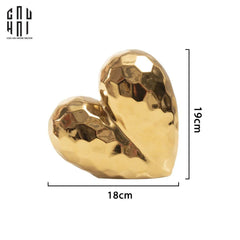 Tượng Gốm Sứ Tráng Men Trái Tim Mạ Vàng Ceramic Sweetheart-TƯỢNG TRANG TRÍ-CẬU HAI HOME DECOR