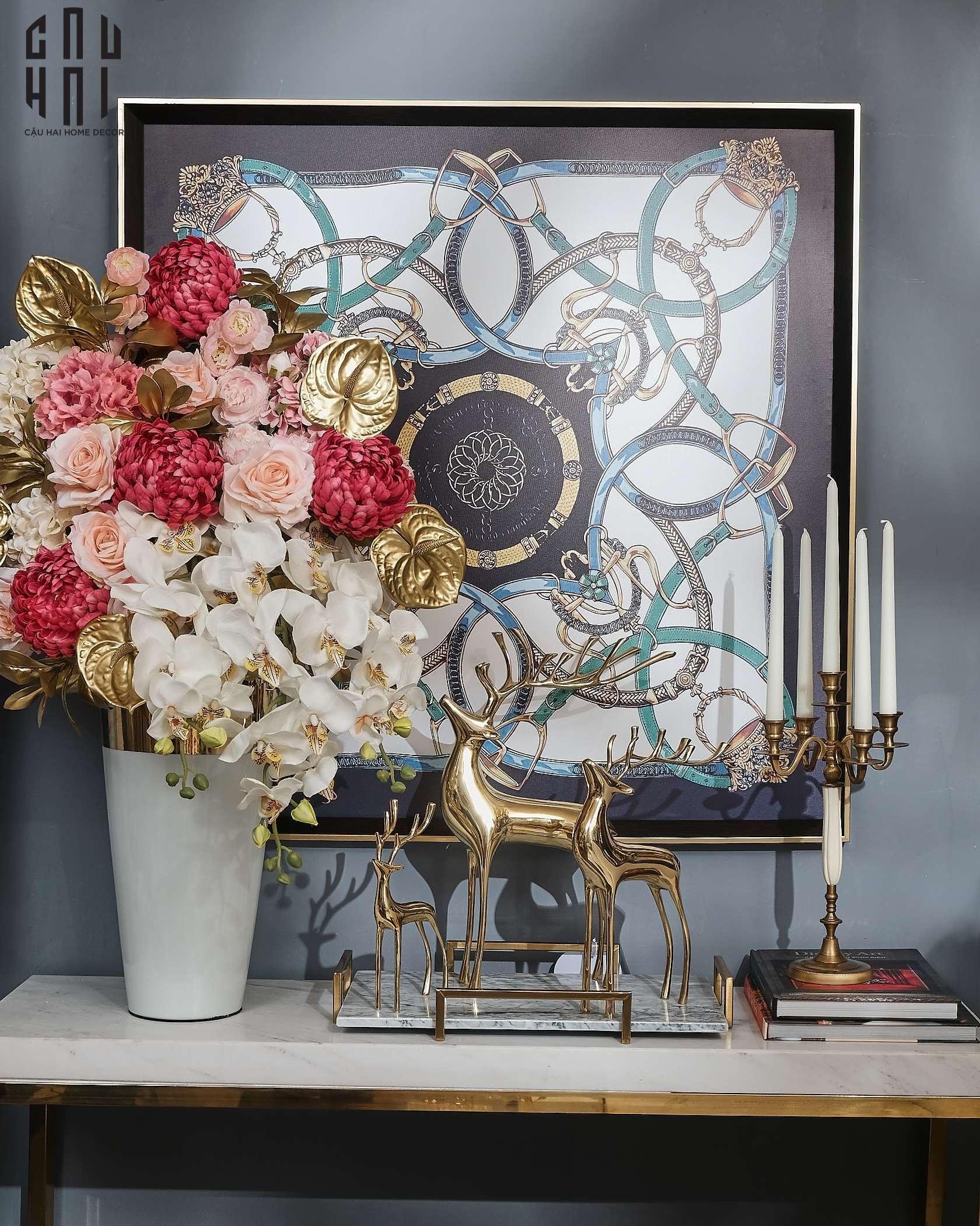 Tượng Hươu Golden Goddess Elk-TƯỢNG TRANG TRÍ-CẬU HAI HOME DECOR