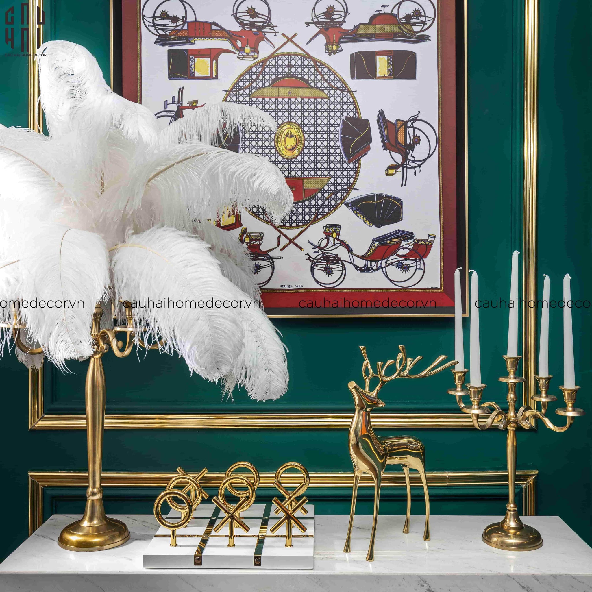 Tượng Hươu Golden Goddess Elk-TƯỢNG TRANG TRÍ-CẬU HAI HOME DECOR