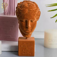 Tượng La Mã Bọc Nhung Ancient Roman Plato Quote Bust - Brick Orange Velvet 9x22-CẬU HAI HOME DECOR