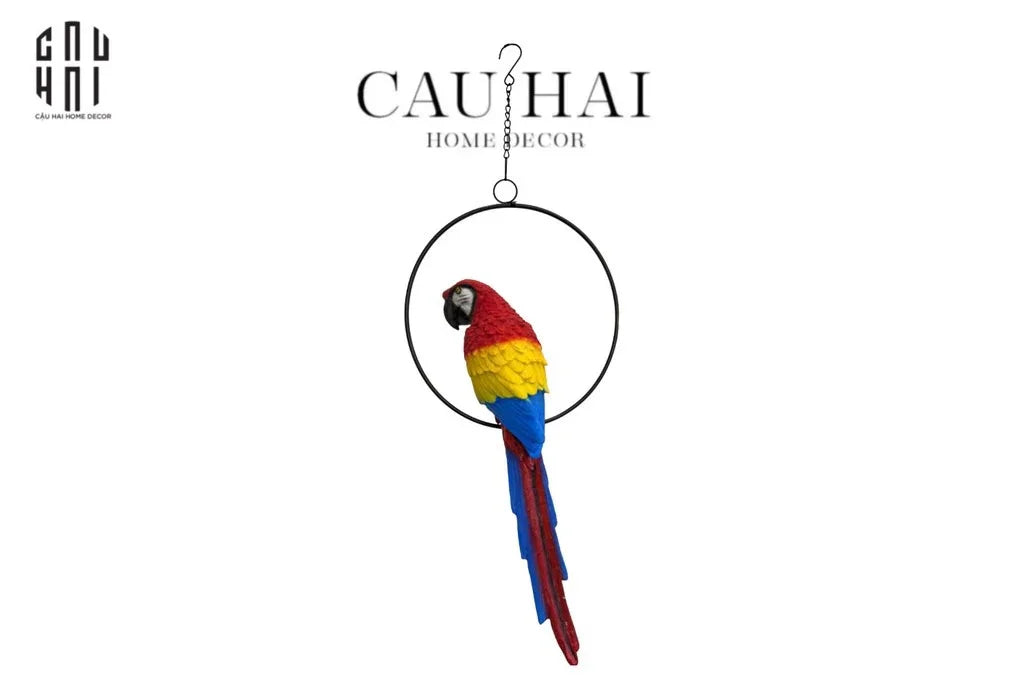 Tượng Maison Jungle Parrot - Ara On Circle-TƯỢNG TRANG TRÍ-CẬU HAI HOME DECOR