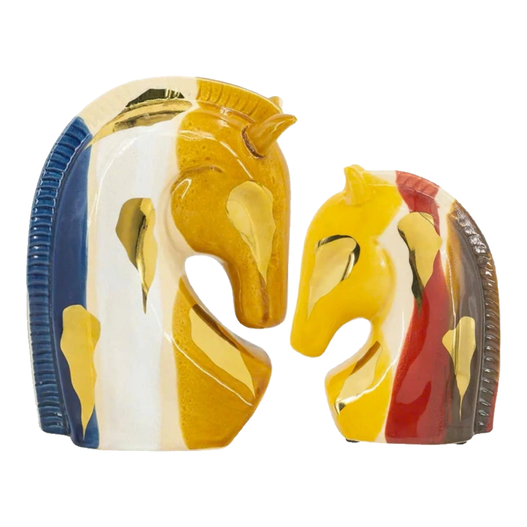 Maison Couture - Tượng Gốm Đầu Ngựa Equine Silhouette Sculpture Layered Painting Glazing H18/H28