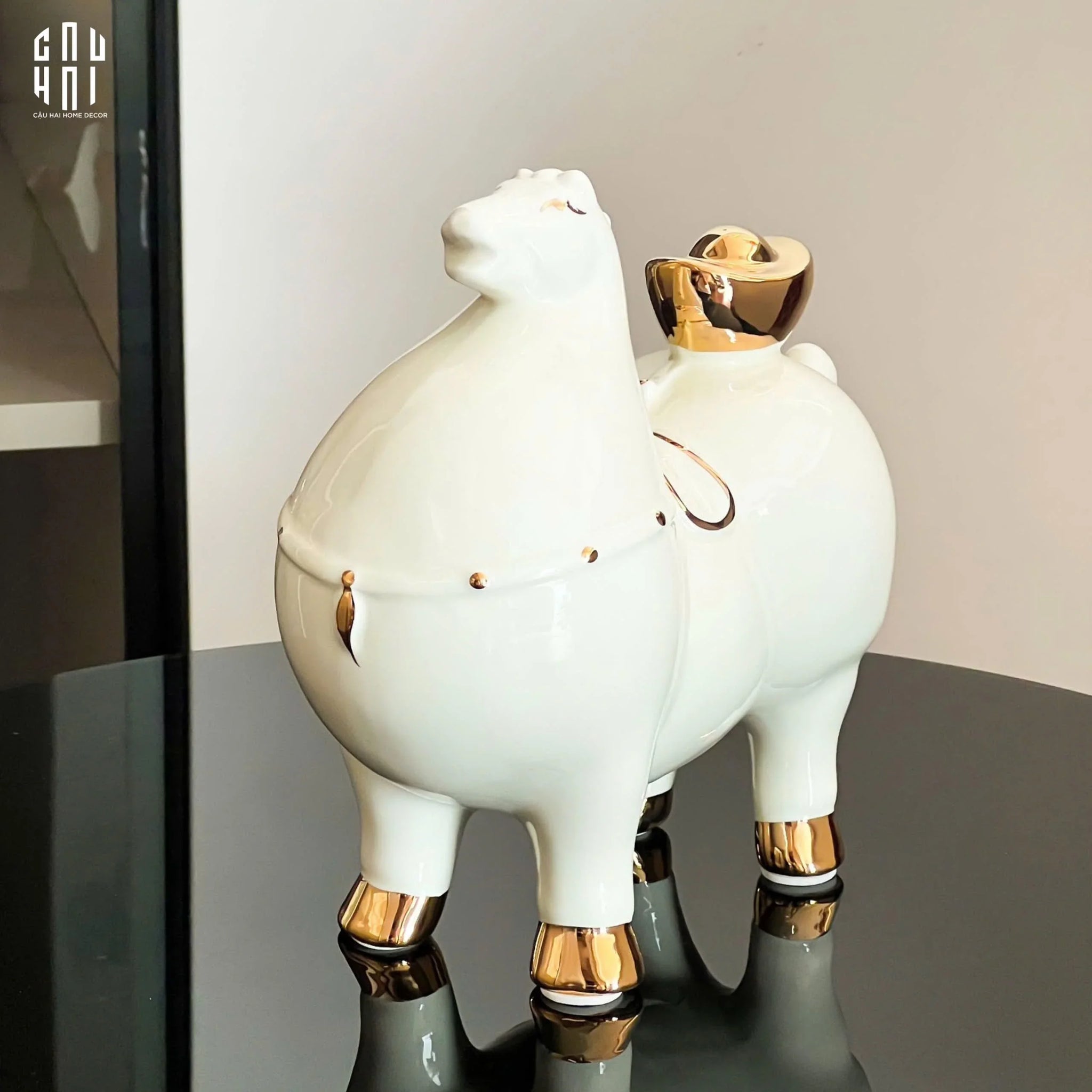 Tượng Ngựa Gốm Tráng Men Kim Mã Phú Quý-TƯỢNG TRANG TRÍ-CẬU HAI HOME DECOR