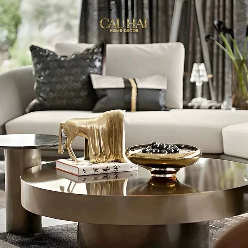 Tượng Ngựa Le Cheval Voilé Doré-TƯỢNG TRANG TRÍ-CẬU HAI HOME DECOR