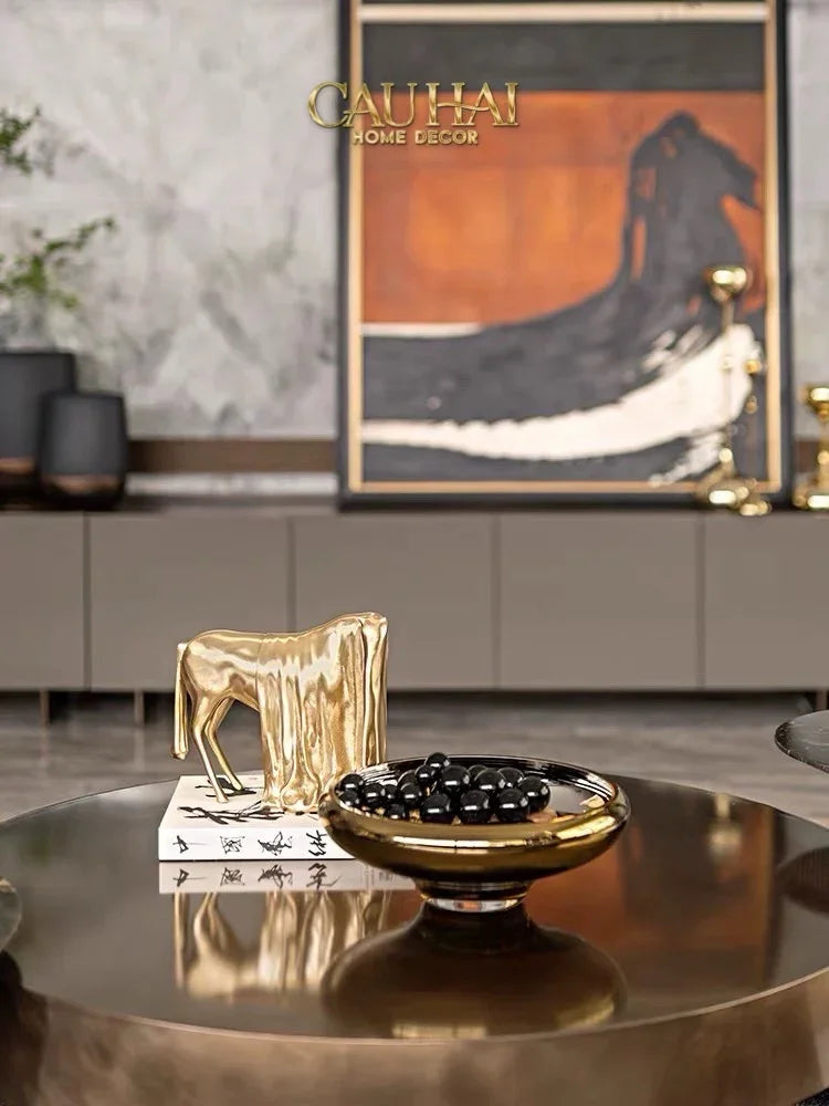 Tượng Ngựa Le Cheval Voilé Doré-TƯỢNG TRANG TRÍ-CẬU HAI HOME DECOR