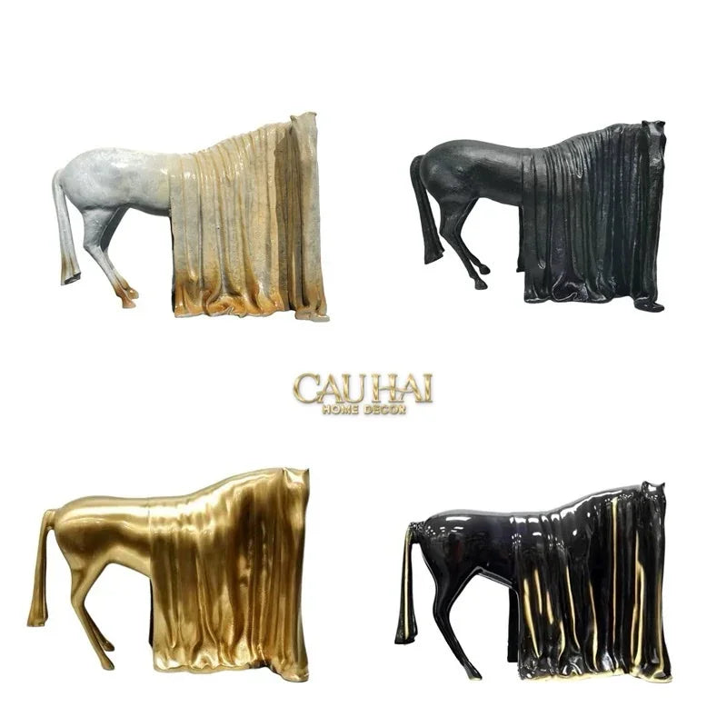 Tượng Ngựa Le Cheval Voilé Doré-TƯỢNG TRANG TRÍ-CẬU HAI HOME DECOR