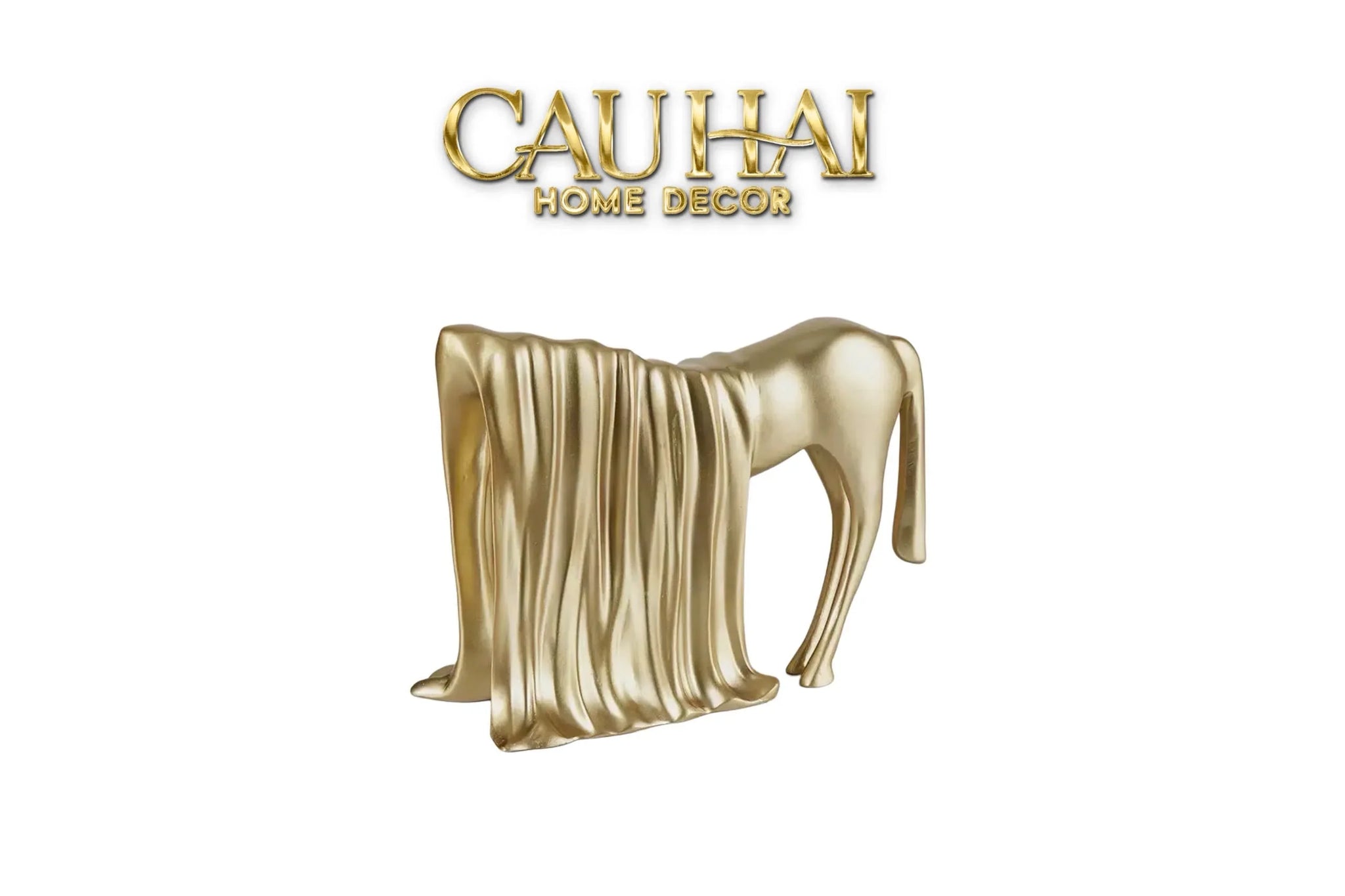 Tượng Ngựa Le Cheval Voilé Doré-TƯỢNG TRANG TRÍ-CẬU HAI HOME DECOR