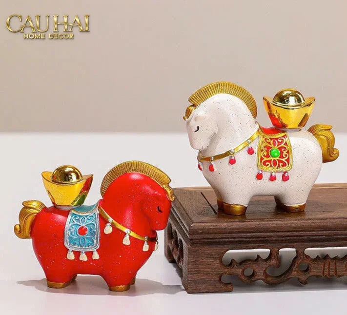 Tượng Ngựa May Mắn - Kim Mã Cát Lợi - Gift Box-TƯỢNG TRANG TRÍ-CẬU HAI HOME DECOR