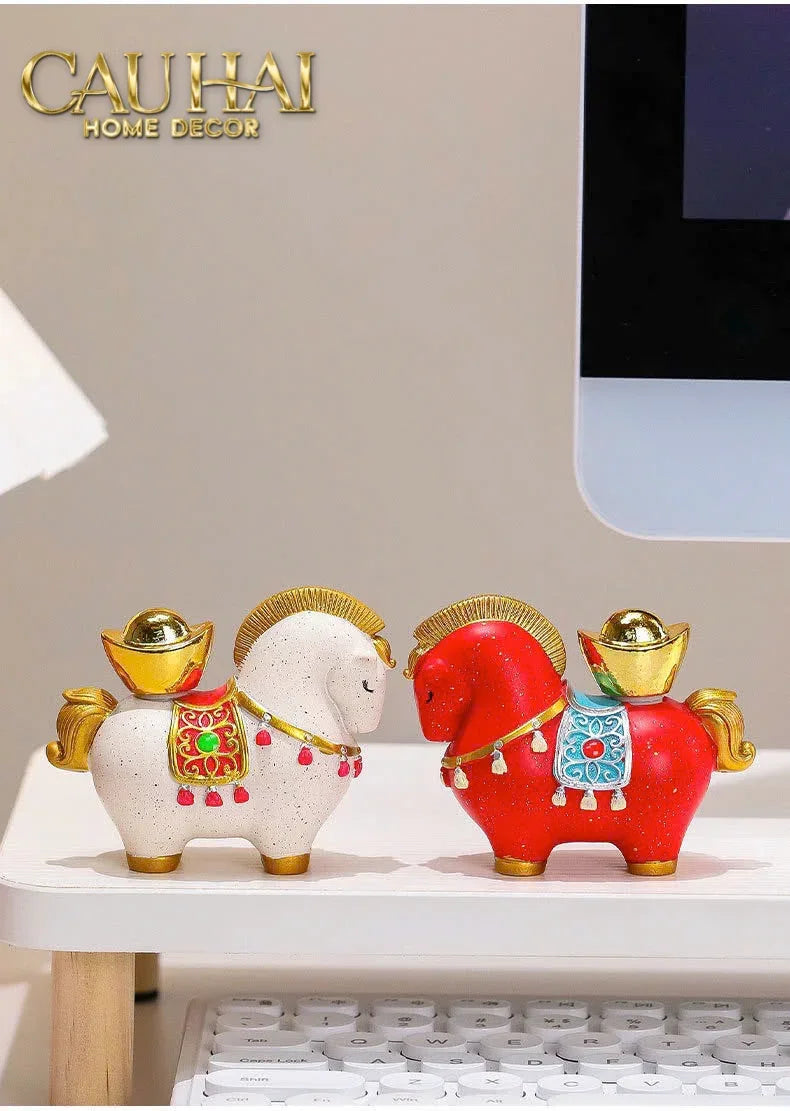 Tượng Ngựa May Mắn - Kim Mã Cát Lợi - Gift Box-TƯỢNG TRANG TRÍ-CẬU HAI HOME DECOR