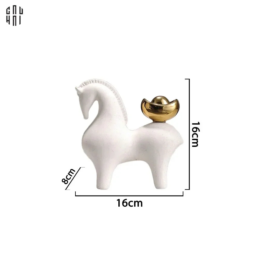 Tượng Ngựa Sứ Trắng Đời Đường - Kim Mã Bạch Ngọc - White Jade Tang Horse H16-TƯỢNG TRANG TRÍ-CẬU HAI HOME DECOR