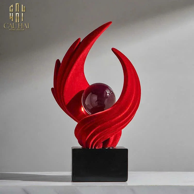 Tượng Nhung Đỏ Eternal Flame Red Velvet 16x12x27.5-TƯỢNG TRANG TRÍ-CẬU HAI HOME DECOR