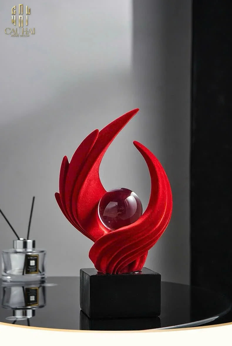 Tượng Nhung Đỏ Eternal Flame Red Velvet 16x12x27.5-TƯỢNG TRANG TRÍ-CẬU HAI HOME DECOR