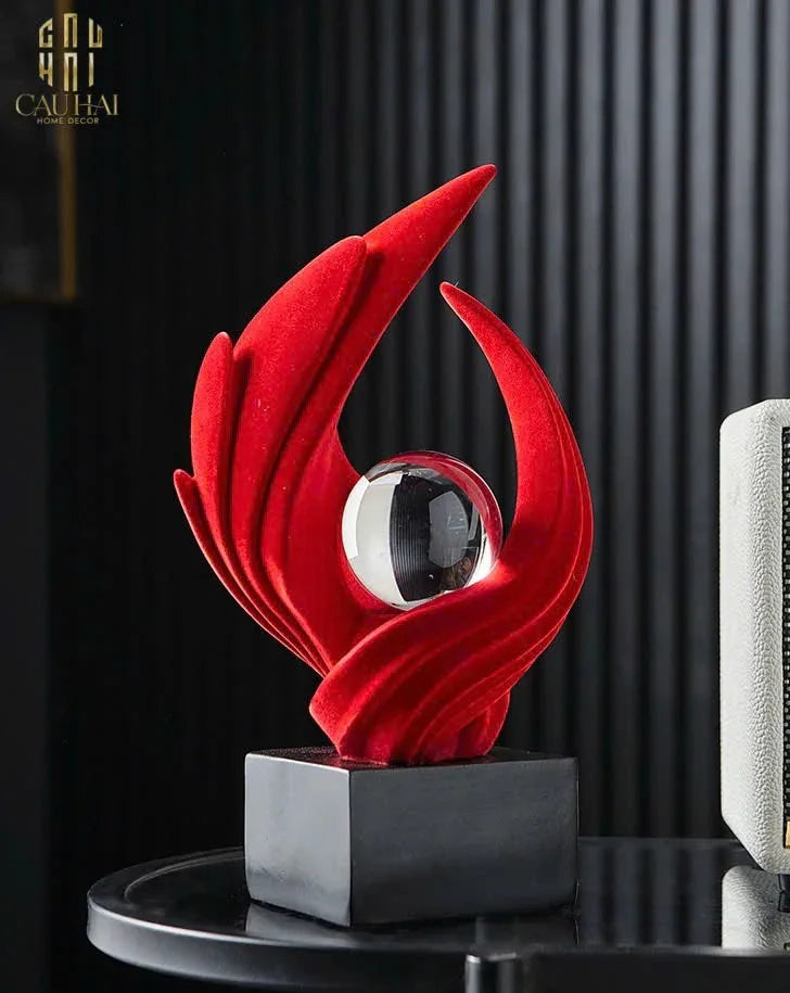Tượng Nhung Đỏ Eternal Flame Red Velvet 16x12x27.5-TƯỢNG TRANG TRÍ-CẬU HAI HOME DECOR