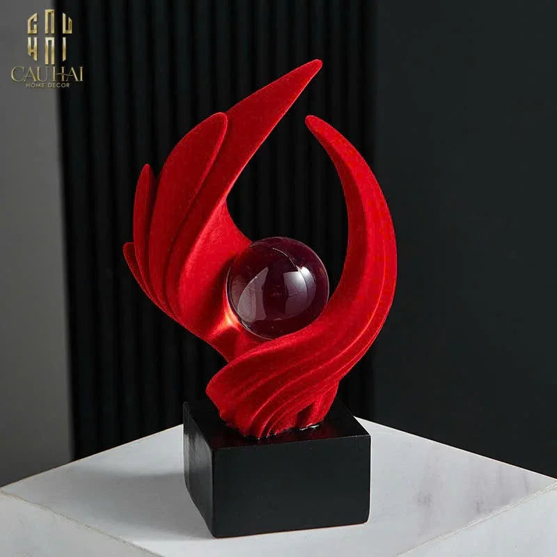 Tượng Nhung Đỏ Eternal Flame Red Velvet 16x12x27.5-TƯỢNG TRANG TRÍ-CẬU HAI HOME DECOR