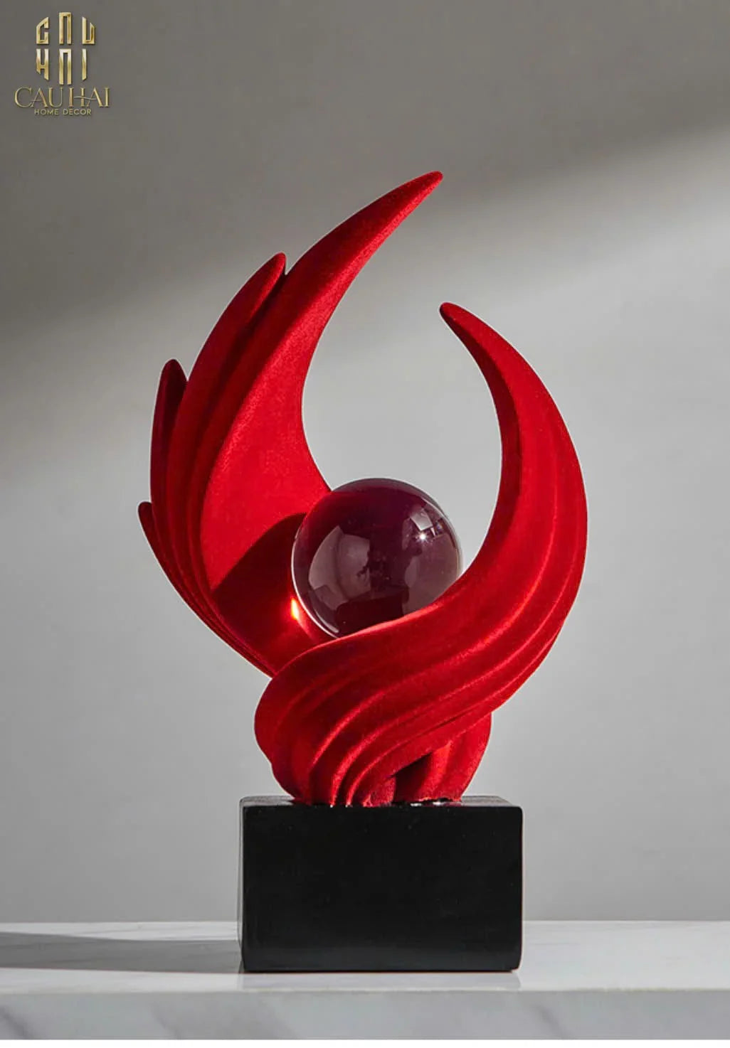 Tượng Nhung Đỏ Eternal Flame Red Velvet 16x12x27.5-TƯỢNG TRANG TRÍ-CẬU HAI HOME DECOR