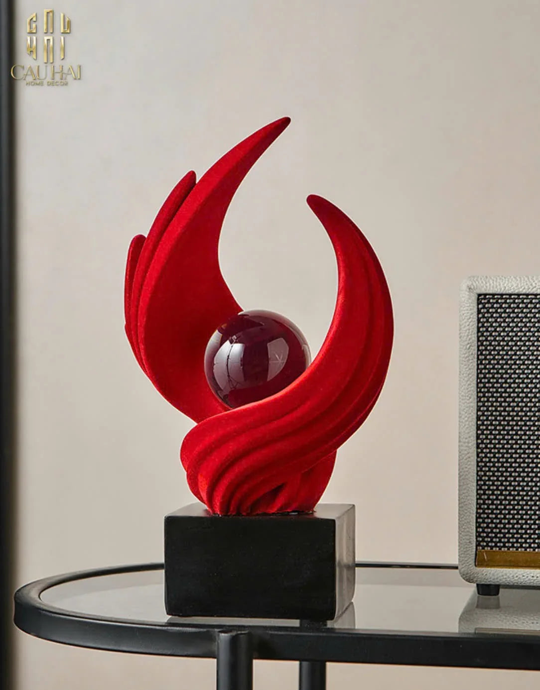 Tượng Nhung Đỏ Eternal Flame Red Velvet 16x12x27.5-TƯỢNG TRANG TRÍ-CẬU HAI HOME DECOR