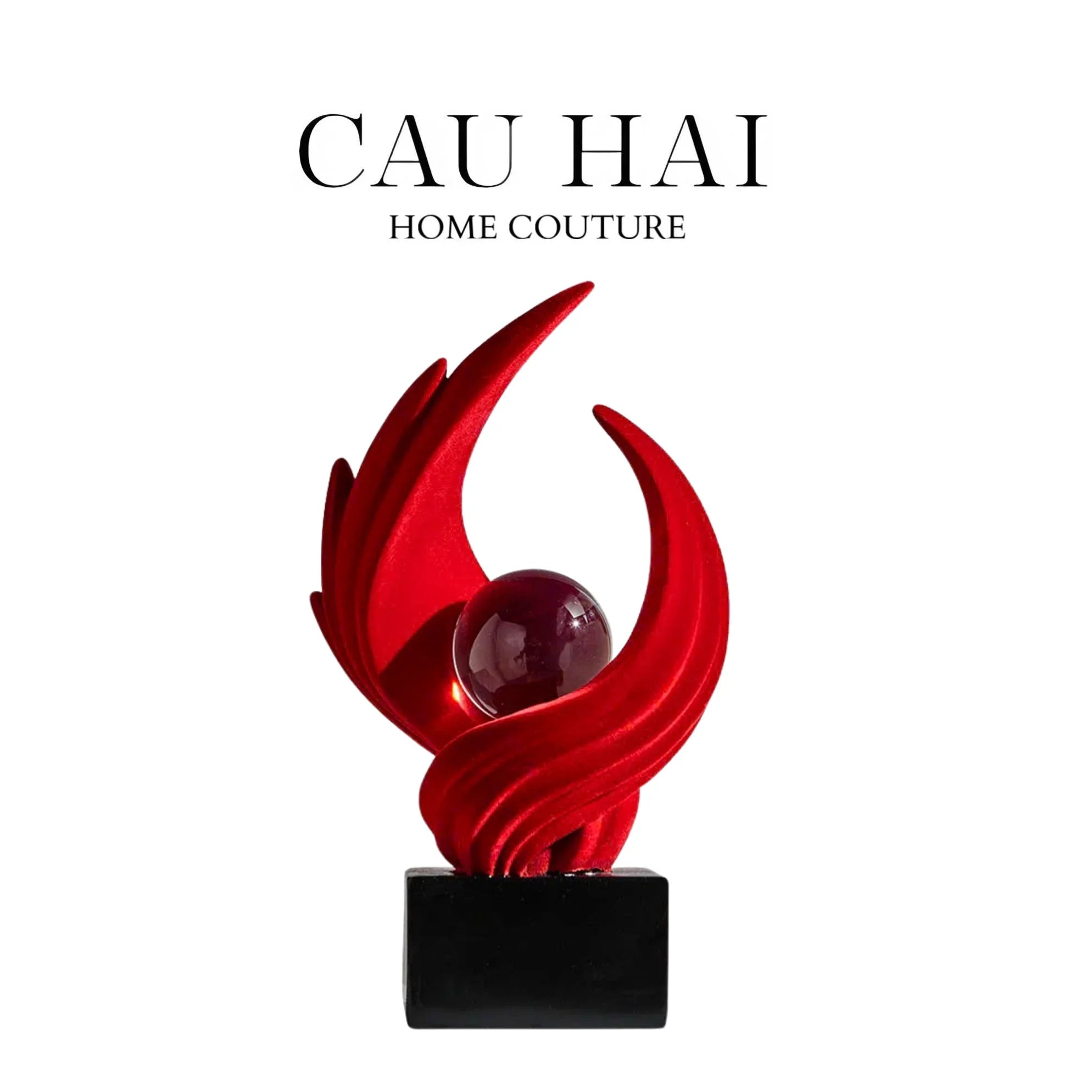 Tượng Nhung Đỏ Eternal Flame Red Velvet 16x12x27.5-TƯỢNG TRANG TRÍ-CẬU HAI HOME DECOR
