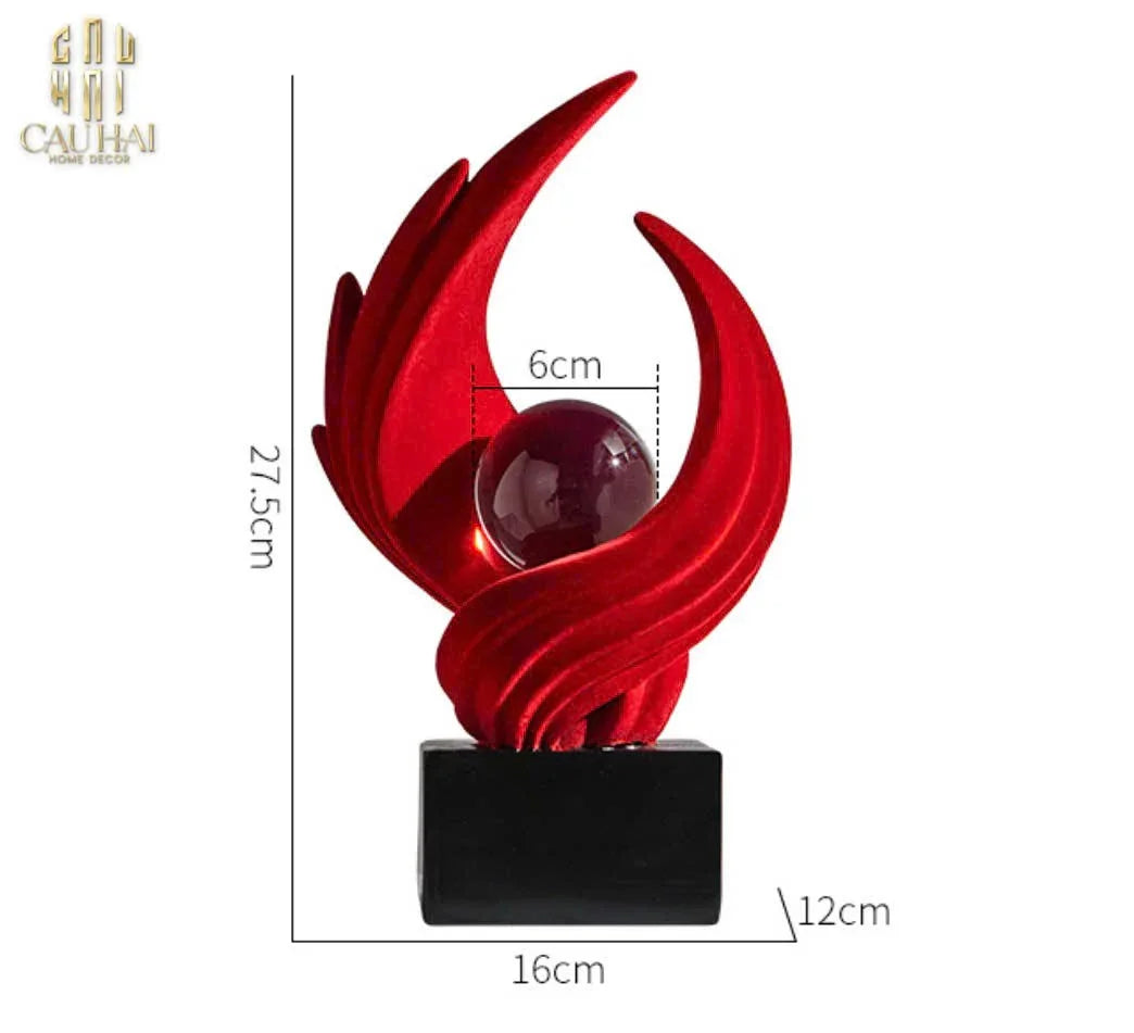 Tượng Nhung Đỏ Eternal Flame Red Velvet 16x12x27.5-CẬU HAI HOME DECOR