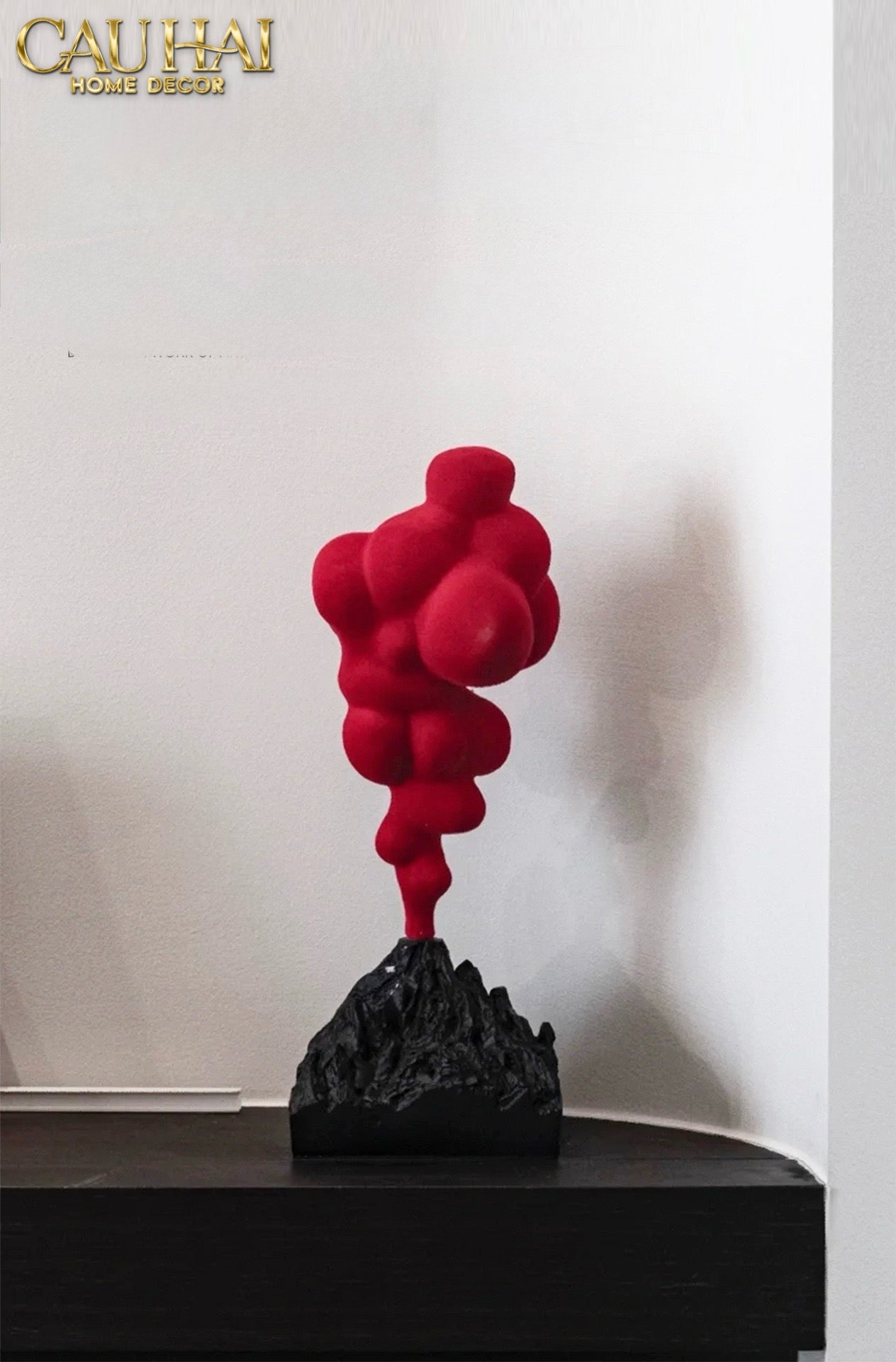 Tượng Nhung Đỏ Red Velvet Volcano Fw25 H36-TƯỢNG TRANG TRÍ-CẬU HAI HOME DECOR