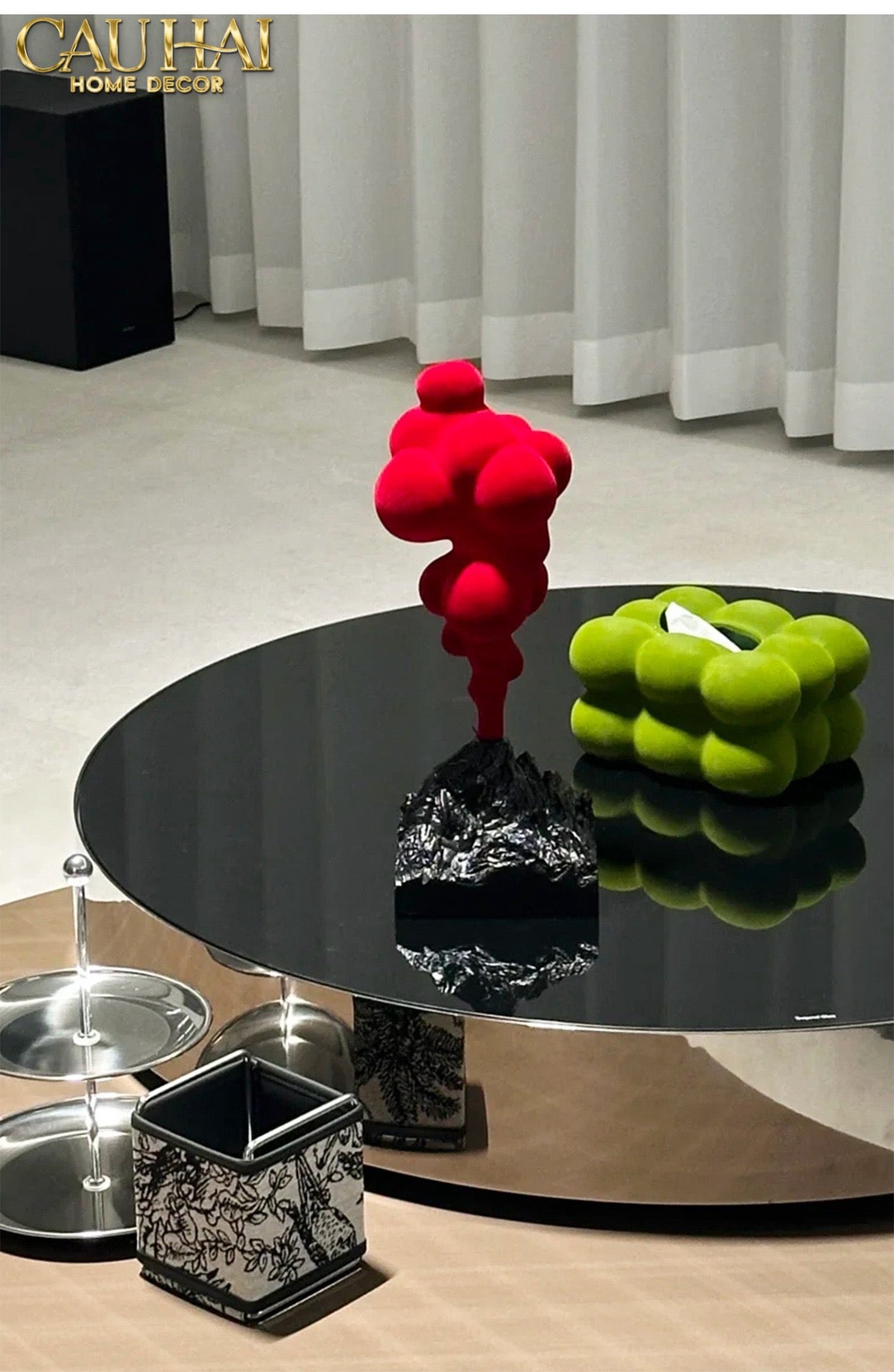 Tượng Nhung Đỏ Red Velvet Volcano Fw25 H36-TƯỢNG TRANG TRÍ-CẬU HAI HOME DECOR