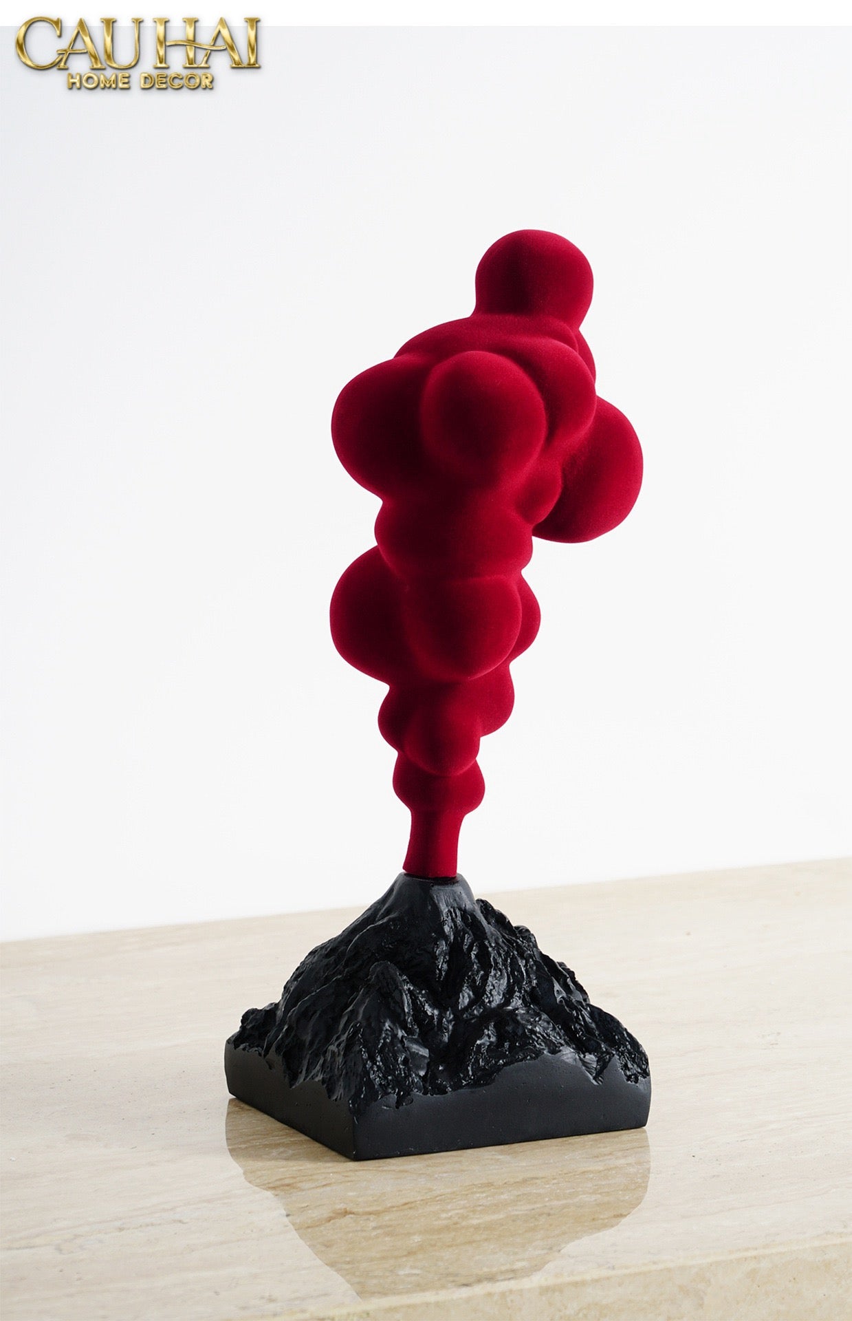 Tượng Nhung Đỏ Red Velvet Volcano Fw25 H36-TƯỢNG TRANG TRÍ-CẬU HAI HOME DECOR