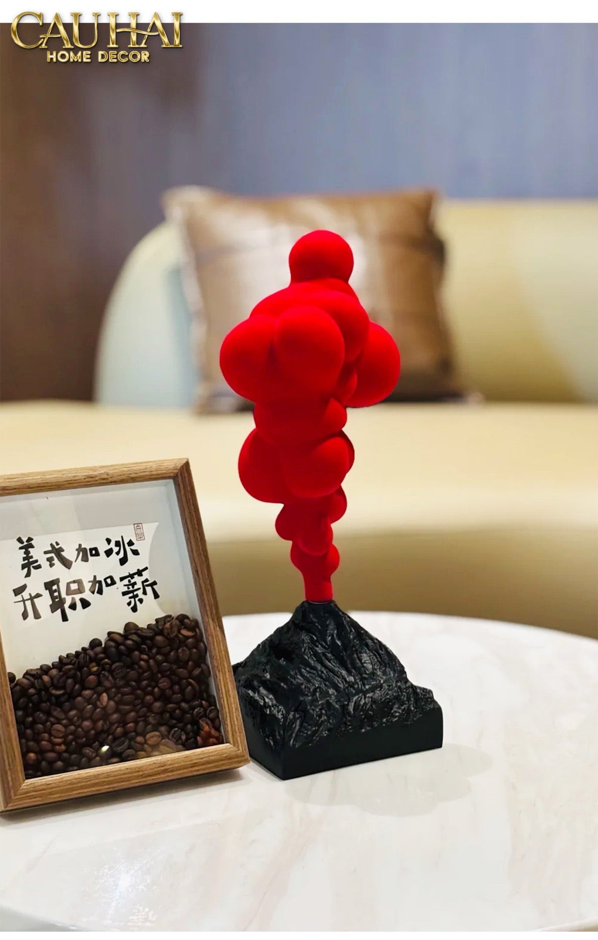 Tượng Nhung Đỏ Red Velvet Volcano Fw25 H36-TƯỢNG TRANG TRÍ-CẬU HAI HOME DECOR