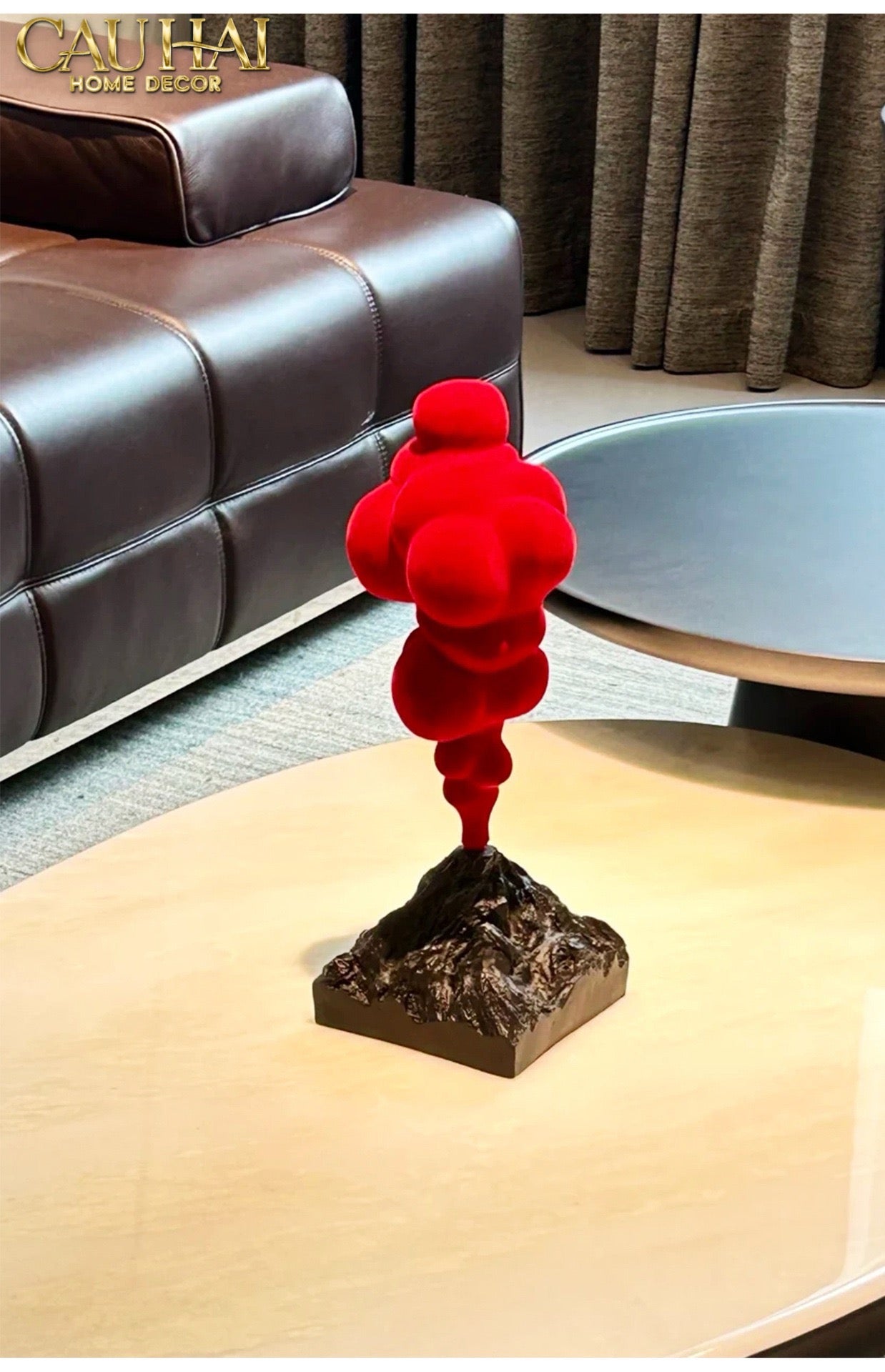 Tượng Nhung Đỏ Red Velvet Volcano Fw25 H36-TƯỢNG TRANG TRÍ-CẬU HAI HOME DECOR