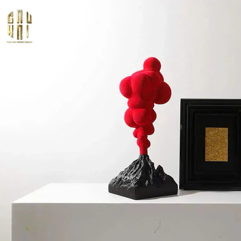 Tượng Nhung Đỏ Red Velvet Volcano Fw25 H36-TƯỢNG TRANG TRÍ-CẬU HAI HOME DECOR