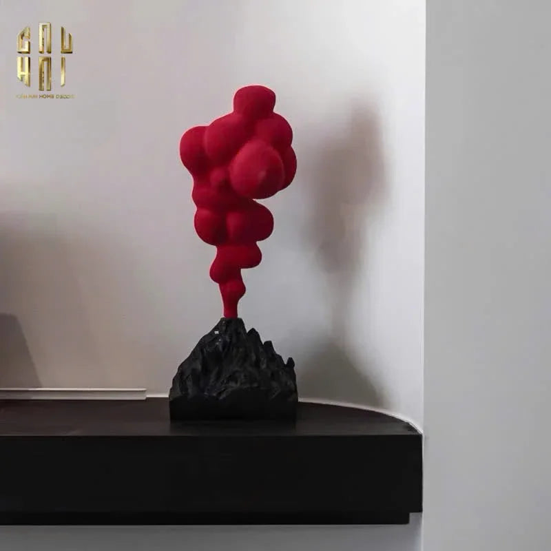 Tượng Nhung Đỏ Red Velvet Volcano Fw25 H36-TƯỢNG TRANG TRÍ-CẬU HAI HOME DECOR