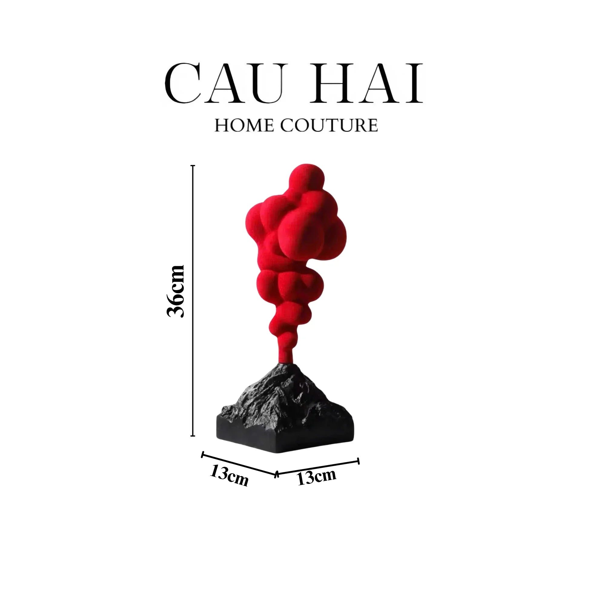Tượng Nhung Đỏ Red Velvet Volcano Fw25 H36-TƯỢNG TRANG TRÍ-CẬU HAI HOME DECOR