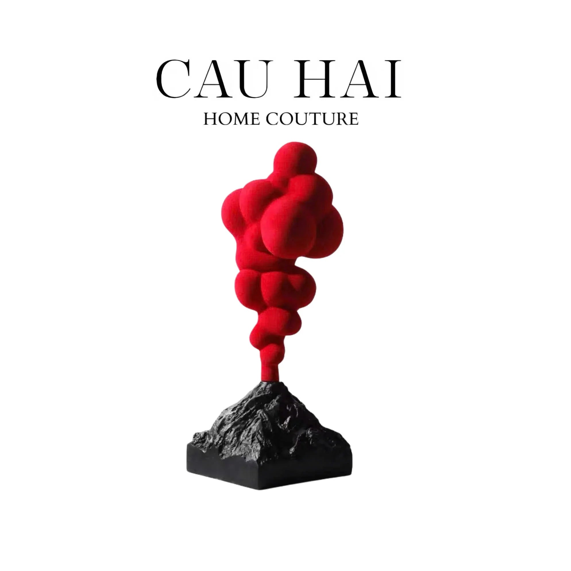 Tượng Nhung Đỏ Red Velvet Volcano Fw25 H36-TƯỢNG TRANG TRÍ-CẬU HAI HOME DECOR