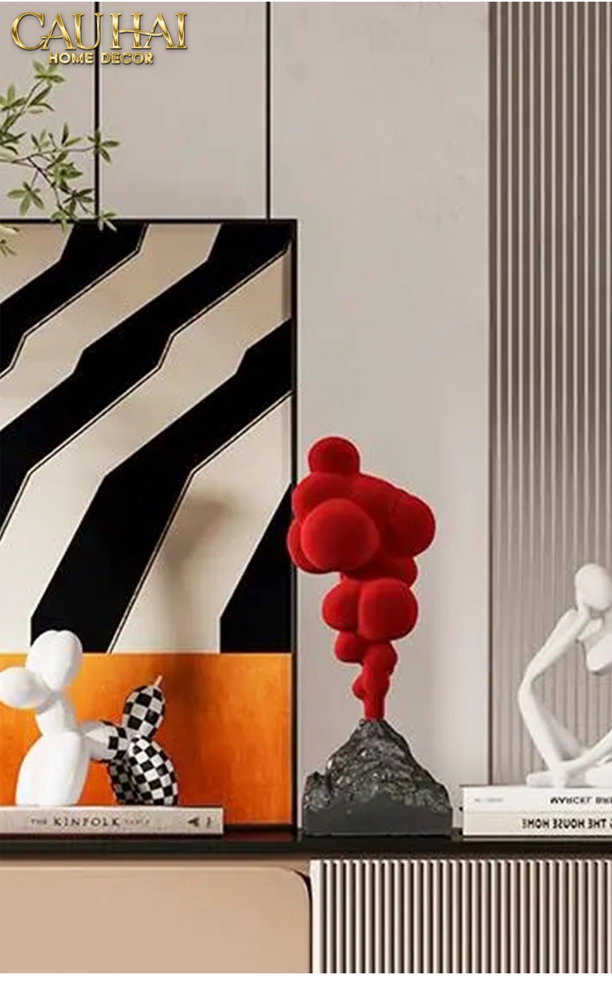 Tượng Nhung Đỏ Red Velvet Volcano Fw25 H36-CẬU HAI HOME DECOR