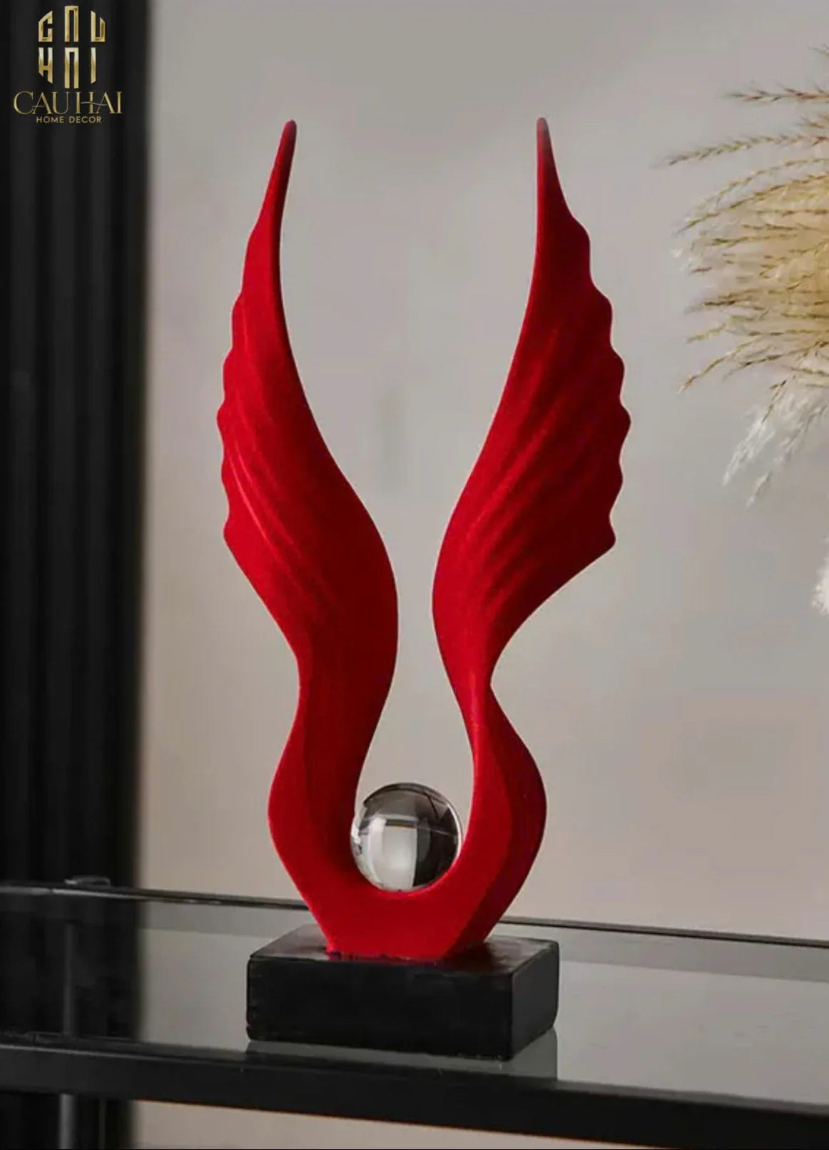 Tượng Nhung Đỏ Scarlet Wings Red Velvet 15x31-TƯỢNG TRANG TRÍ-CẬU HAI HOME DECOR