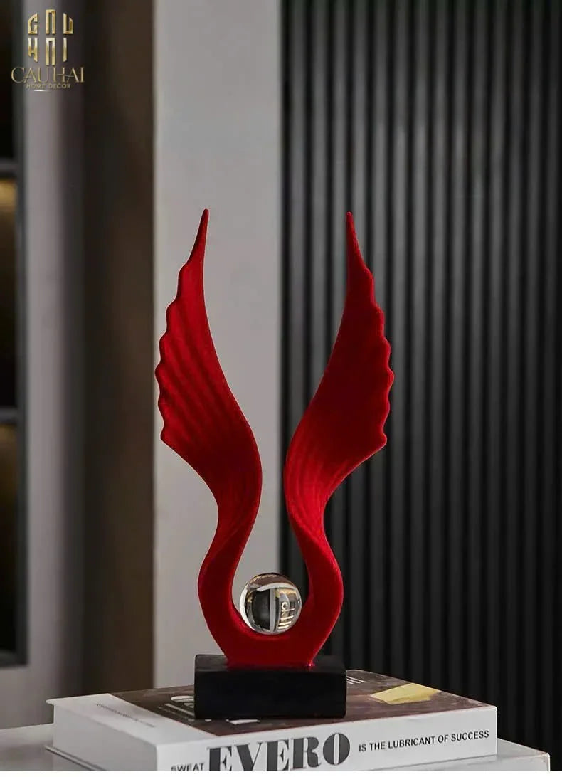 Tượng Nhung Đỏ Scarlet Wings Red Velvet 15x31-TƯỢNG TRANG TRÍ-CẬU HAI HOME DECOR