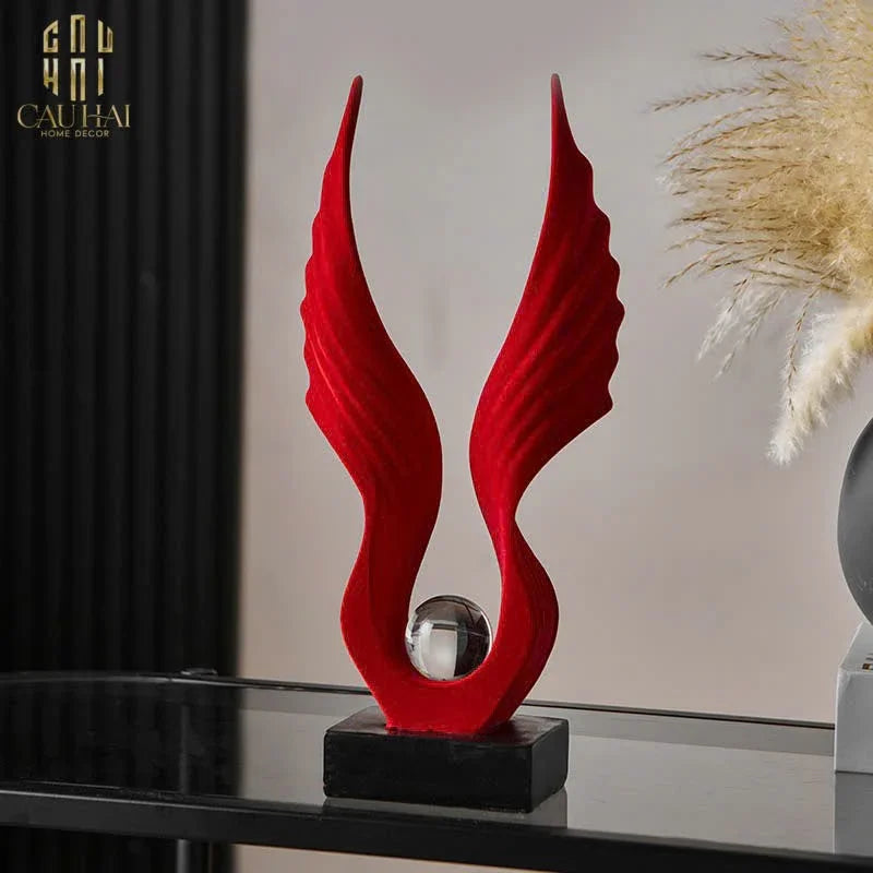Tượng Nhung Đỏ Scarlet Wings Red Velvet 15x31-TƯỢNG TRANG TRÍ-CẬU HAI HOME DECOR