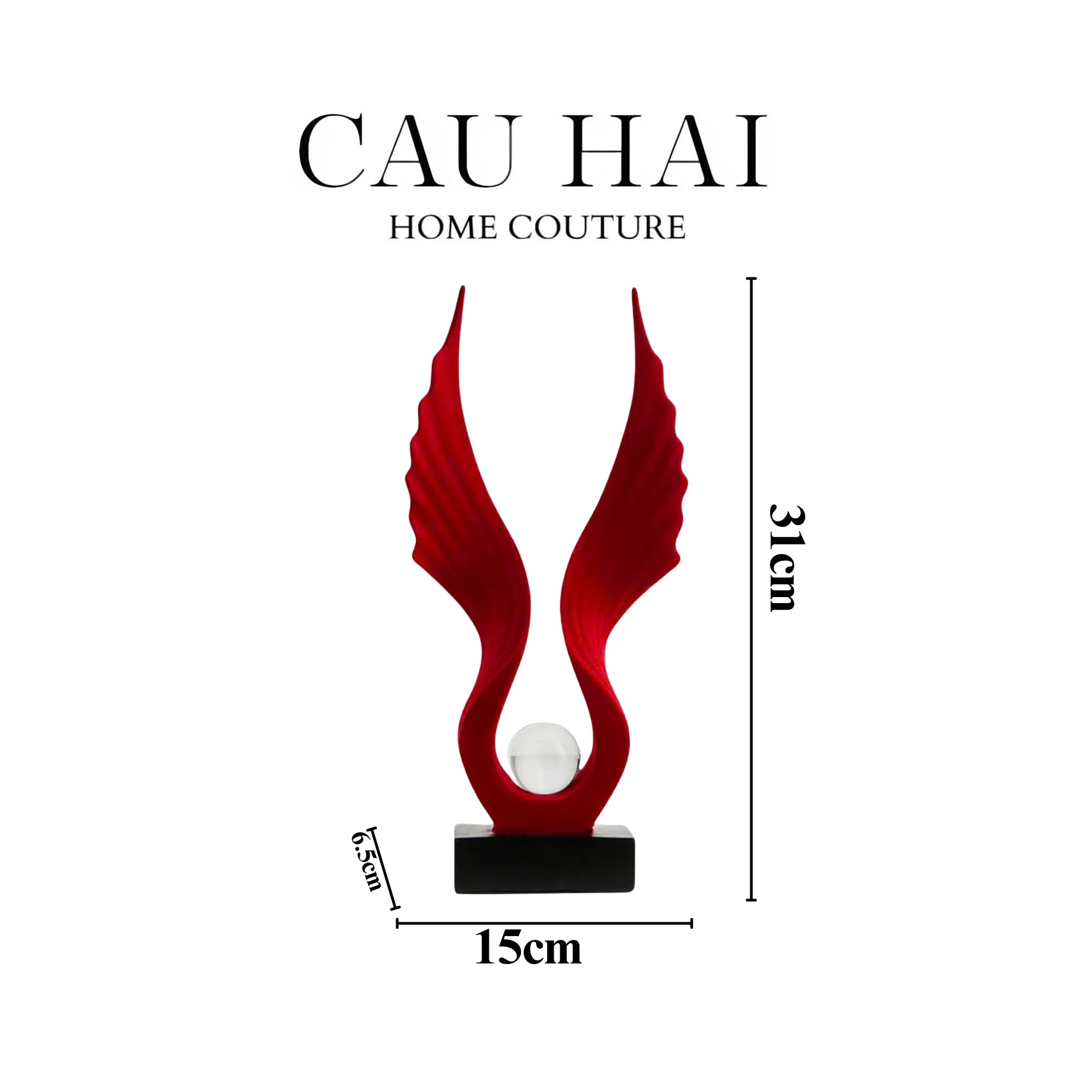 Tượng Nhung Đỏ Scarlet Wings Red Velvet 15x31-TƯỢNG TRANG TRÍ-CẬU HAI HOME DECOR